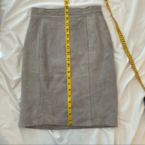 Genuine Leather Slate Gray Pencil Skirt - Picture 3 of 7
